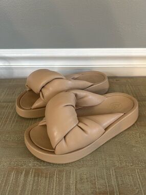 ASH Women’s Tan Puff Knot Twist Platform Sandals, Size 6US/36EU